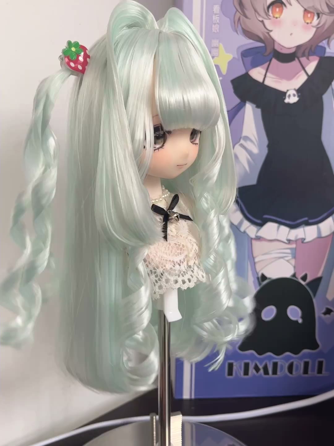 Doll Wig Pastel Mint Twin Tails