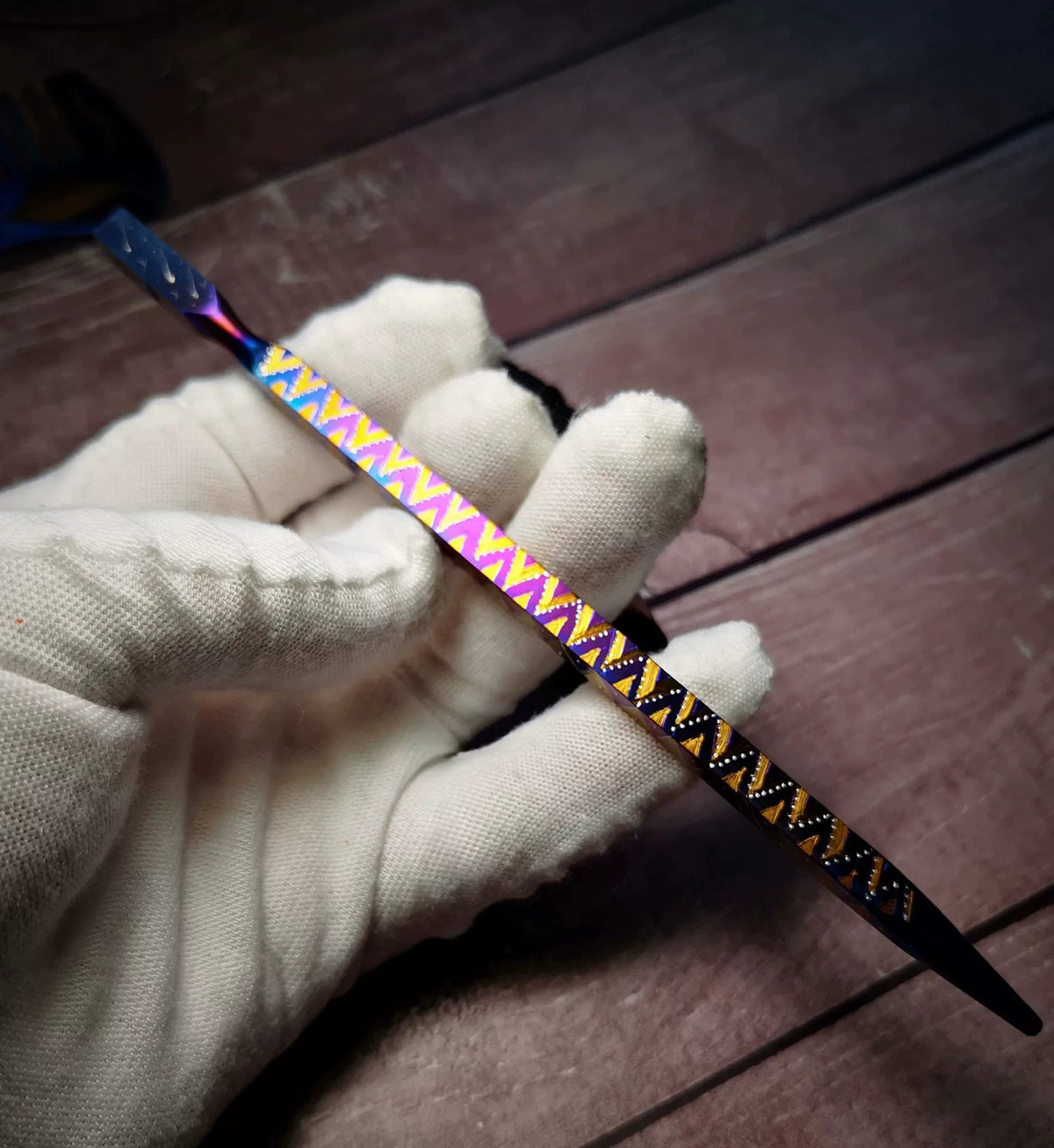 Hand Painted Blue Resin Hair Comb and Stick Set