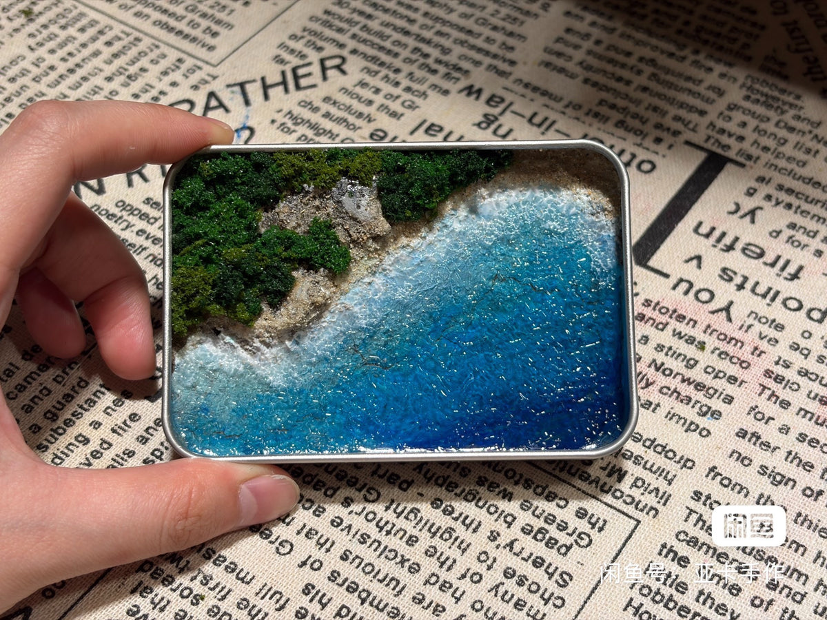 Miniature Coastal Diorama in Metal Tin