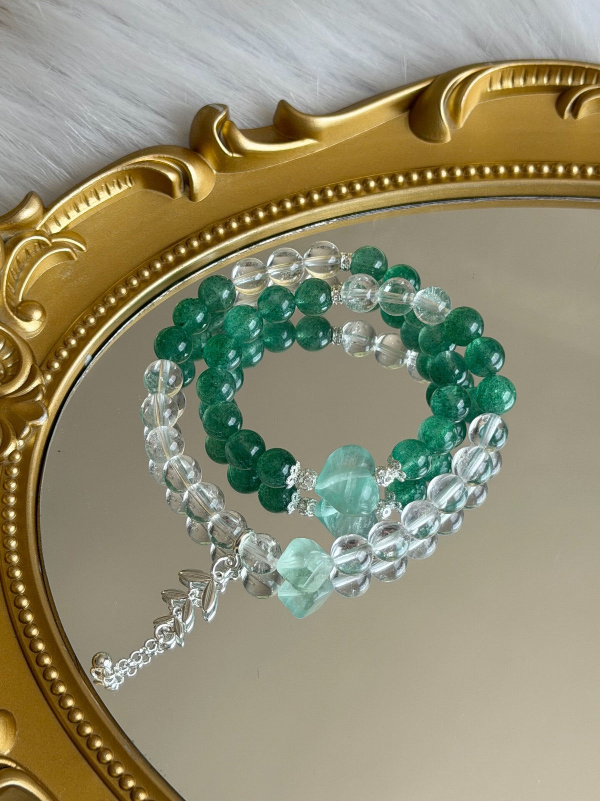 Green Strawberry Quartz Crystal Bracelet