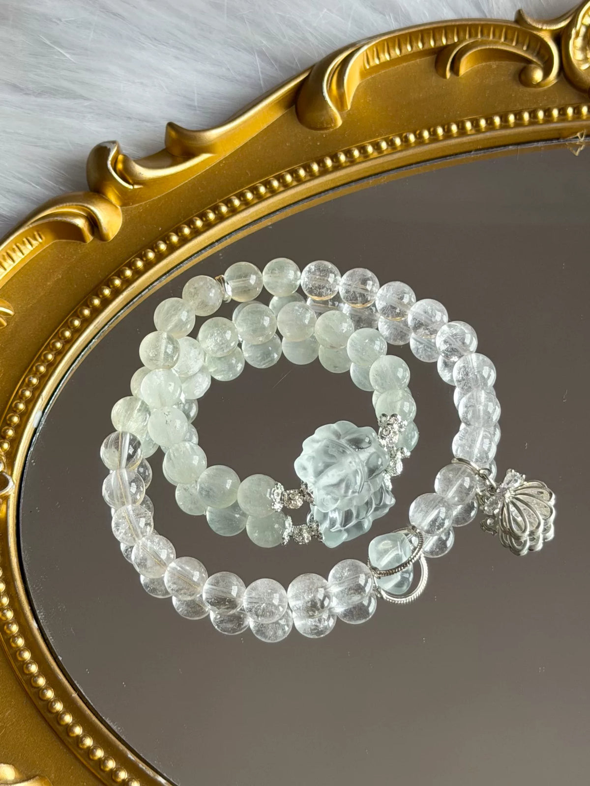 Natural Crystal Bracelet Clear Quartz Fluorite