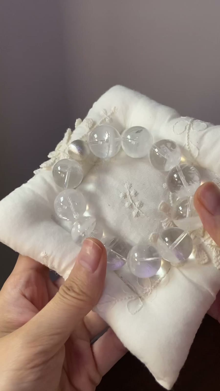 Himalayan White Phantom Quartz 17mm Beaded Bracelet