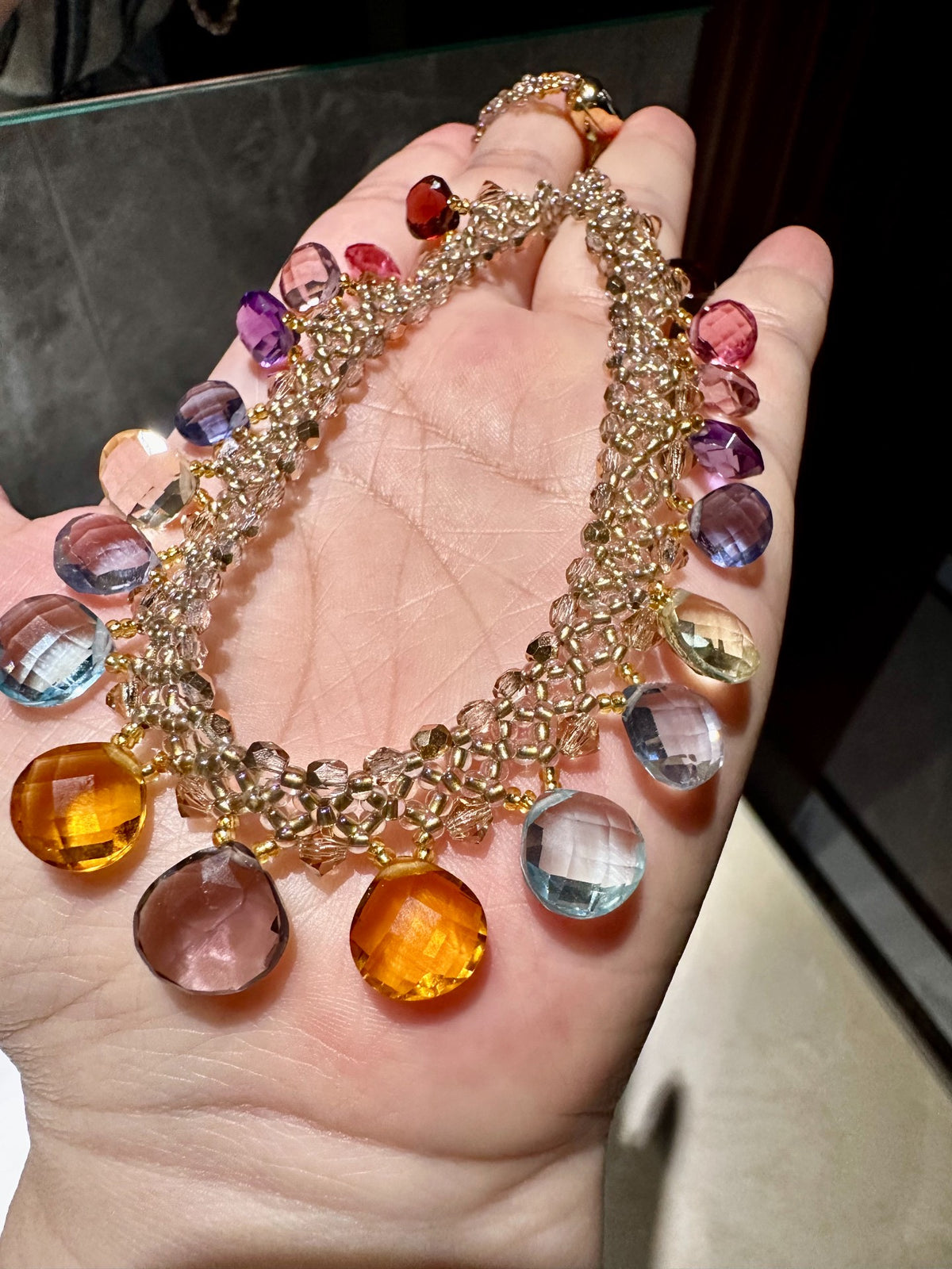 Handmade Quartz Gemstone Necklace Ten Colors