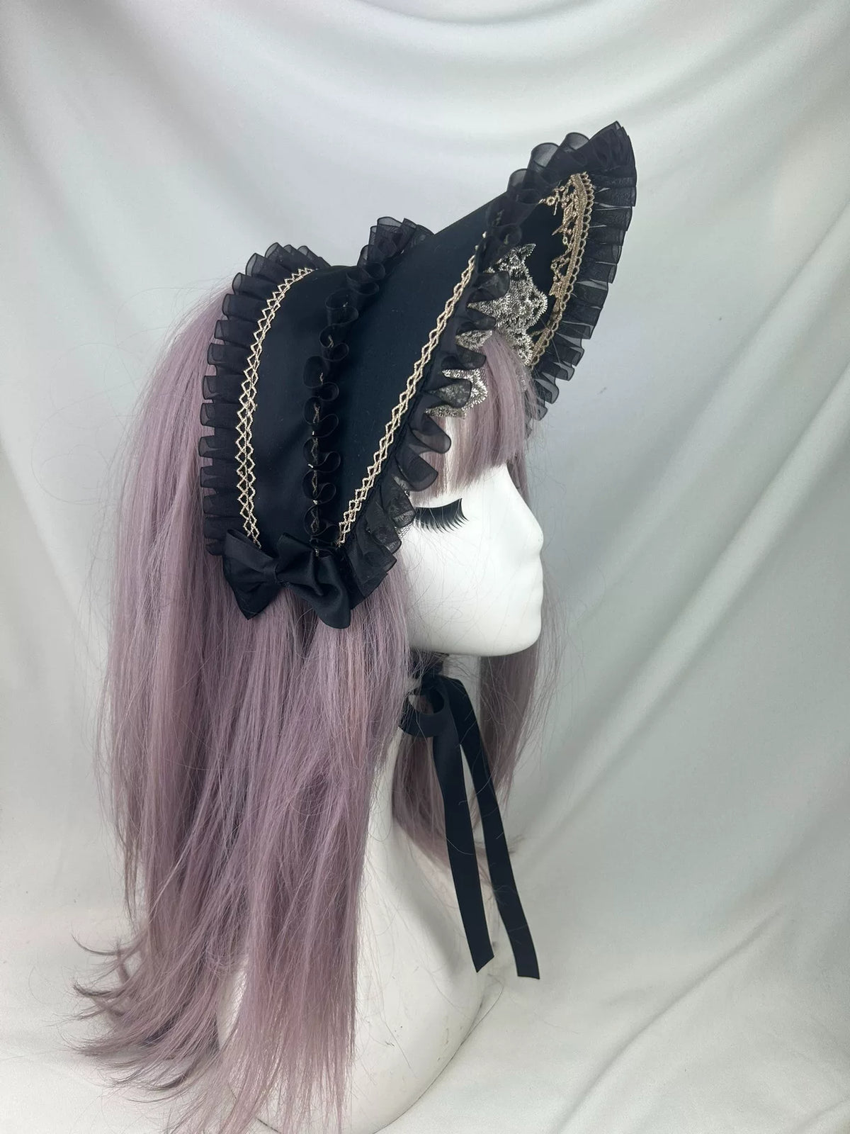 Bonnet Gothic Lolita Noir et Or