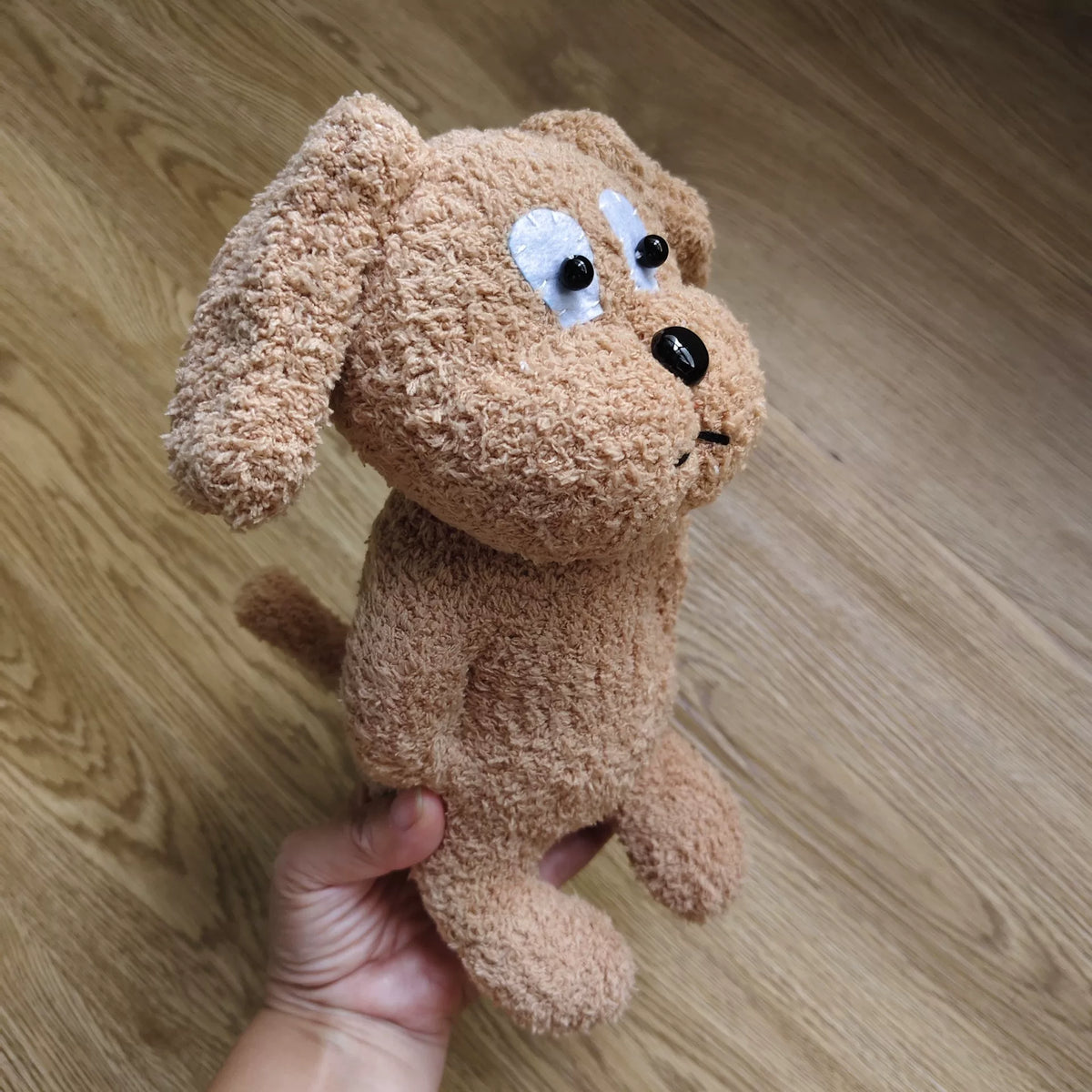 Handgenähte kamelfarbene Sockenpuppe Welpe