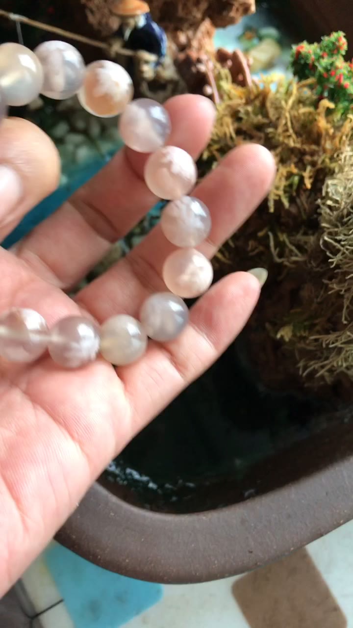 Bracelet de perles en agate fleur 12 mm