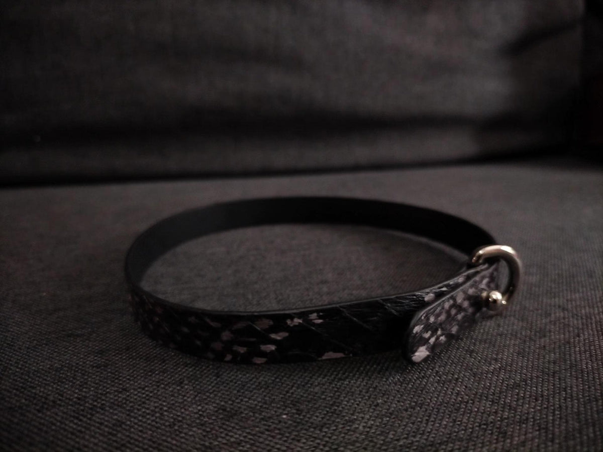 Handmade Leather Grey Snake Choker Bracelet