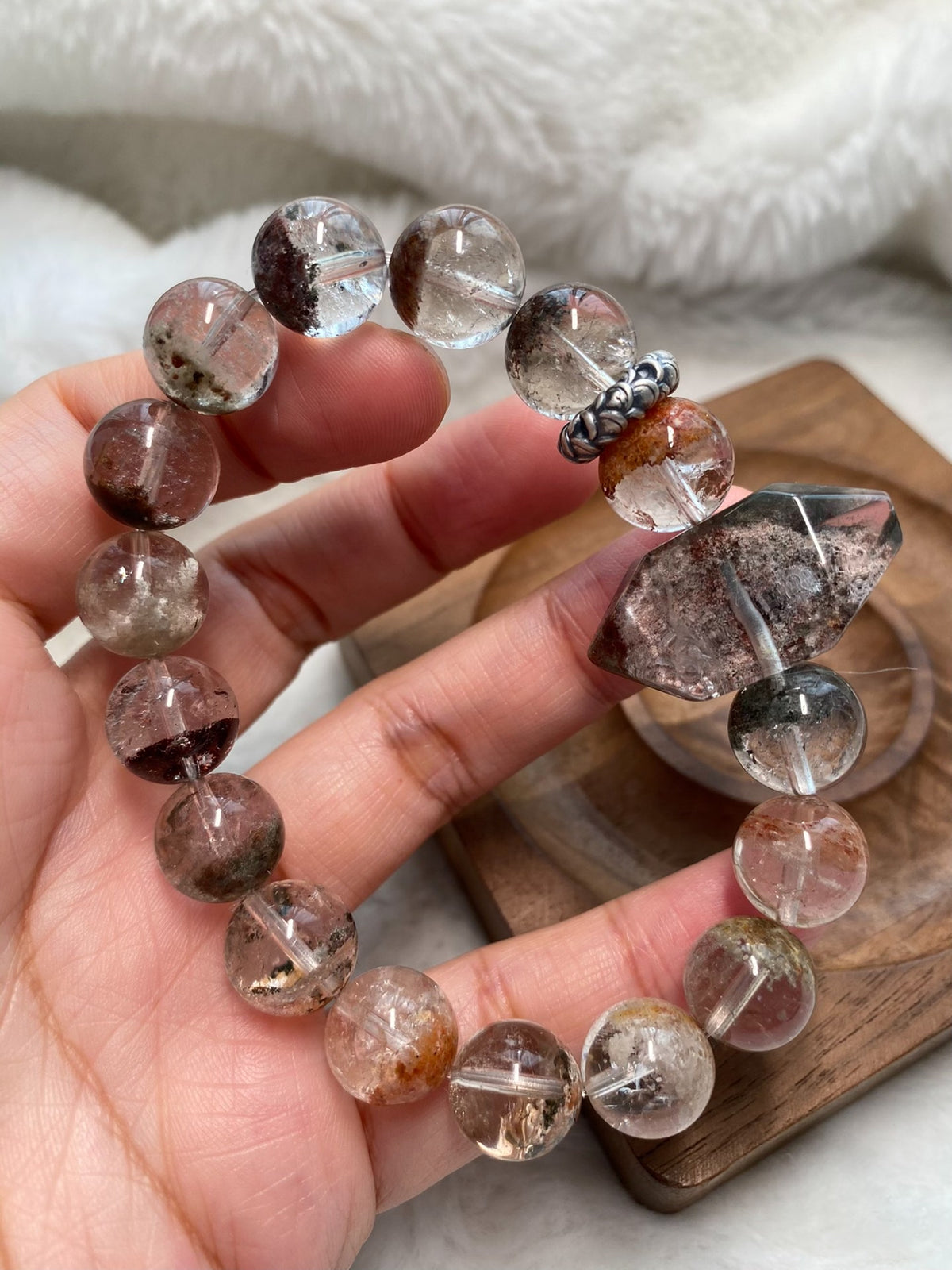 Phantom Quartz Bracelet with Double Terminated Point