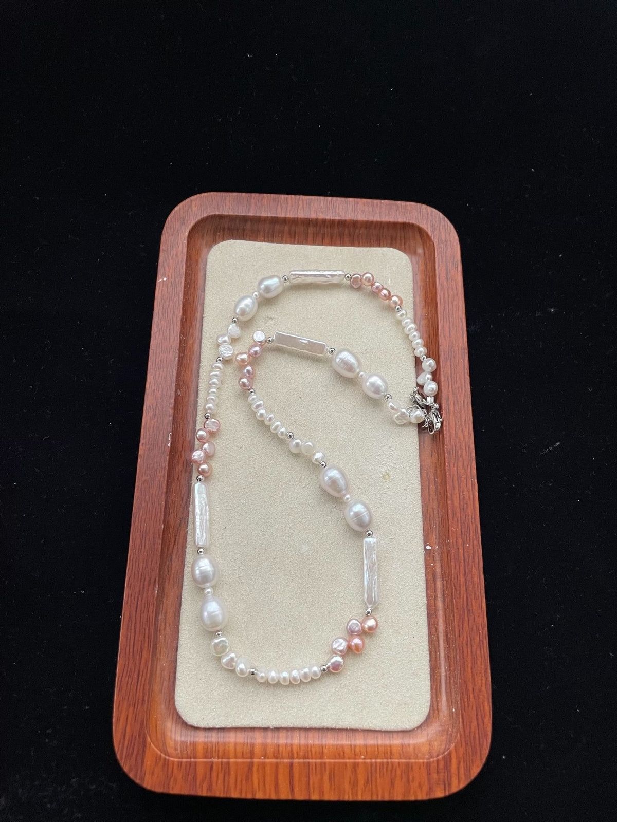 Natural Pearl Silver Bar Necklace