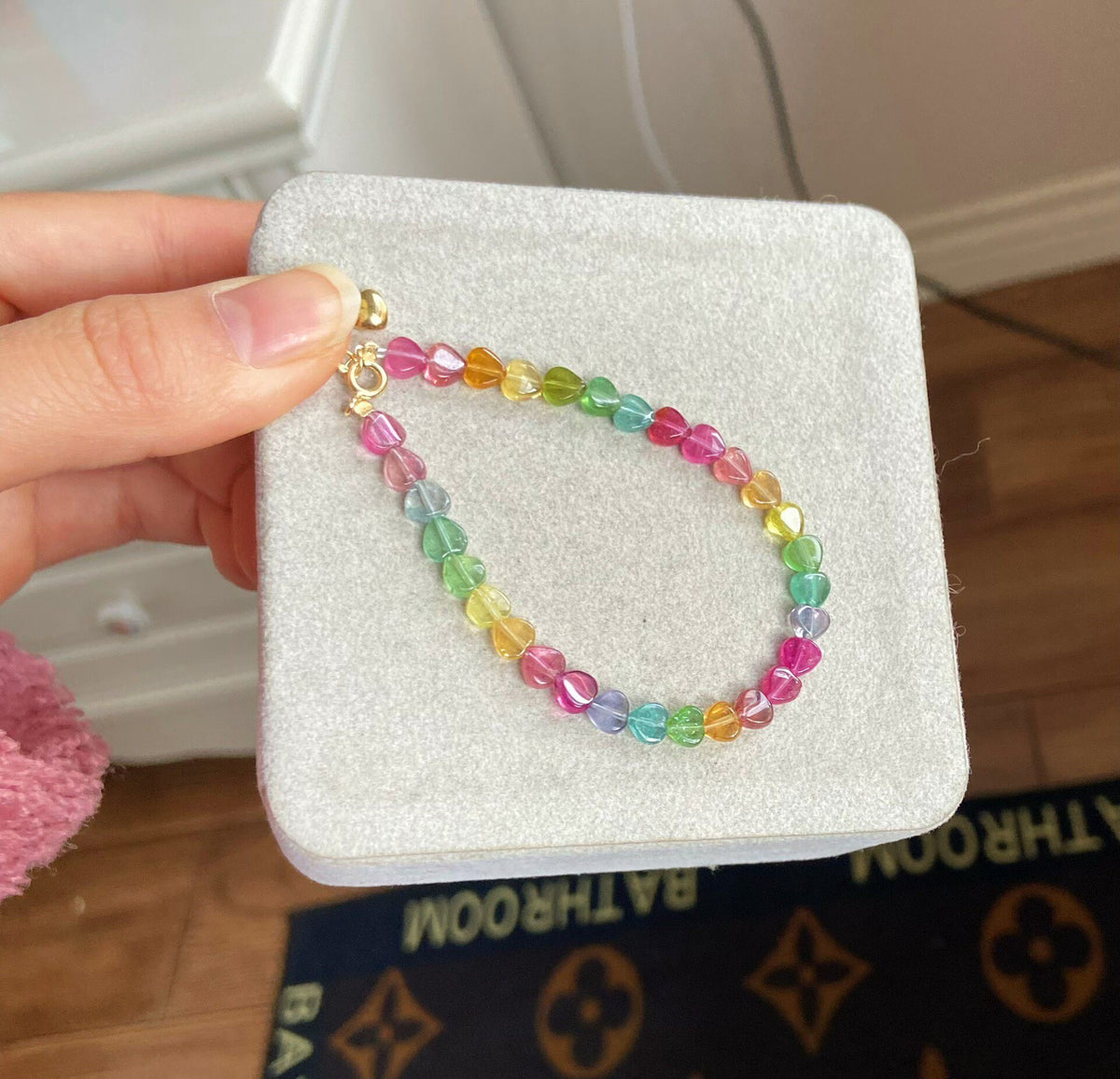 Tourmaline Heart Bead Bracelet Multicolor