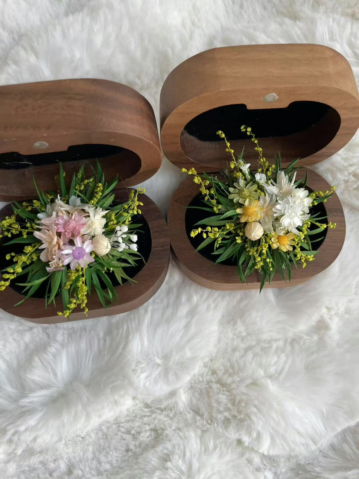 Anéis de Flores Secas Preservadas Ajustáveis