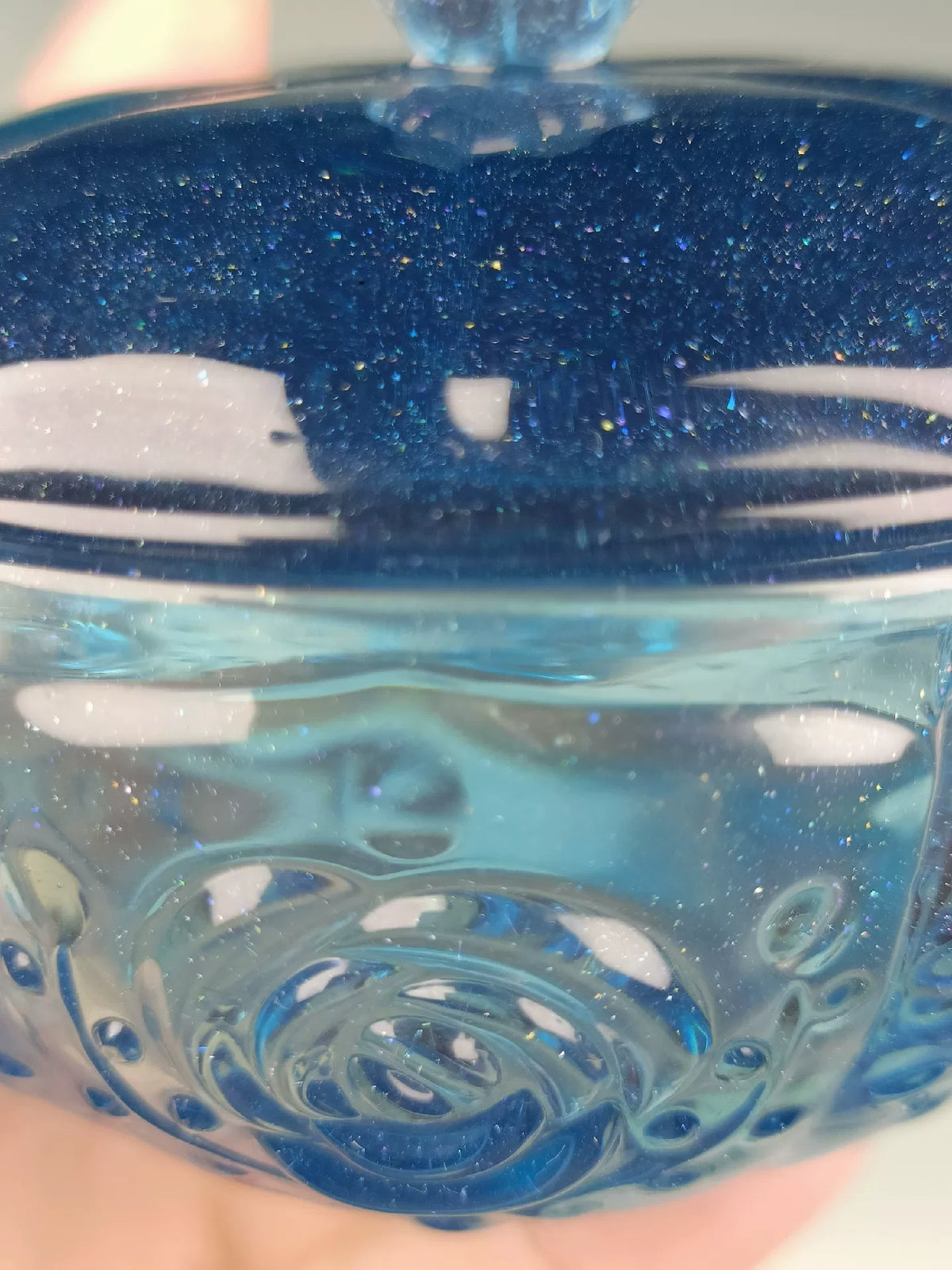 Florale Glas-Schmuckdose mit Deckel