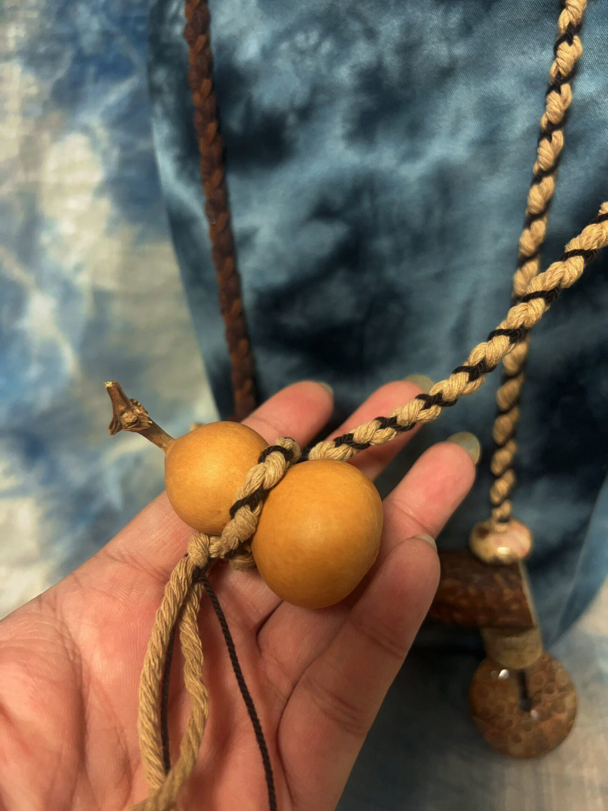 Handwoven Antler Necklace with Agate Beads