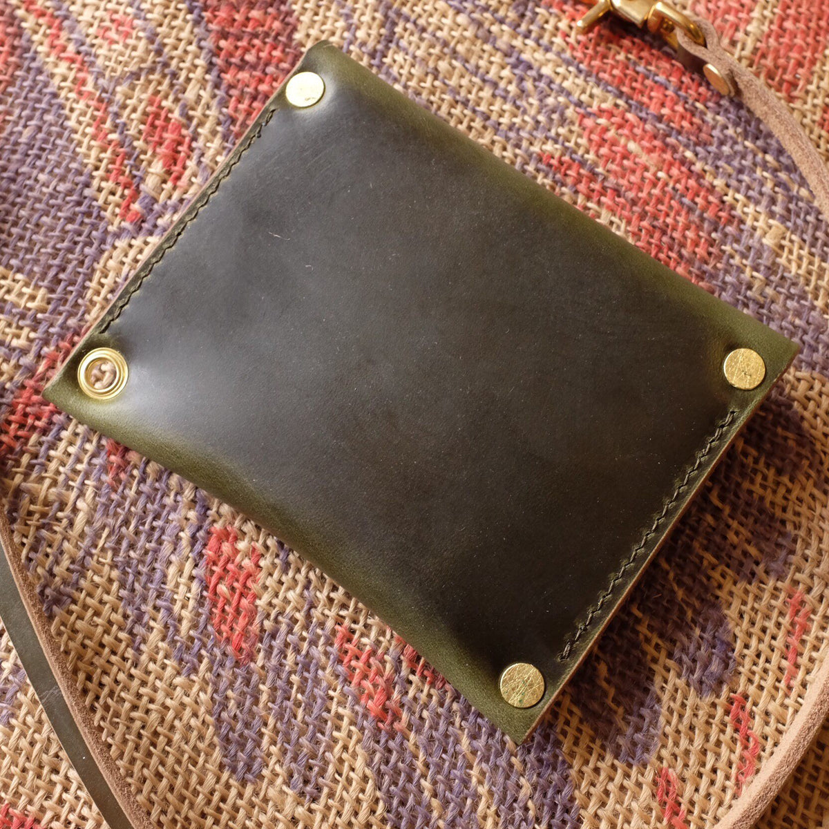 Leather Wallet with Brass Snap Closure