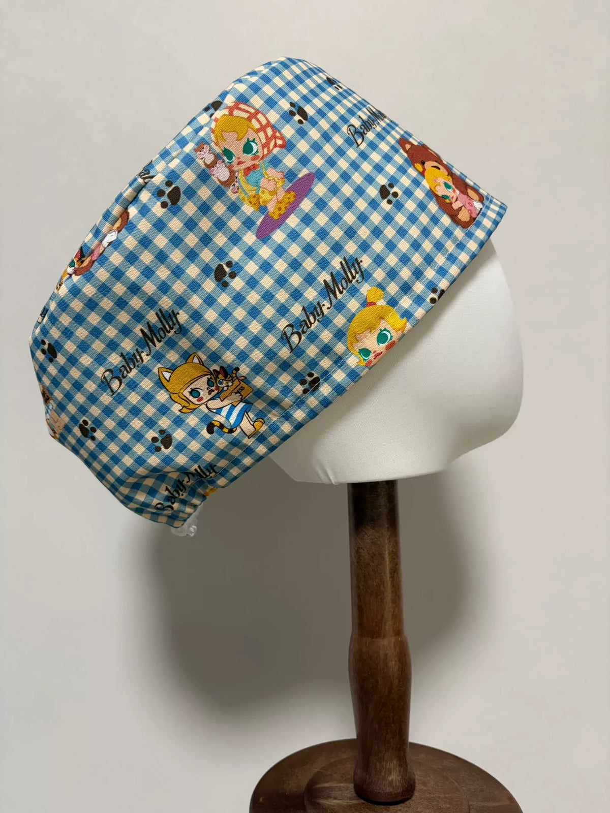 Gorro quirúrgico de algodón vichy azul