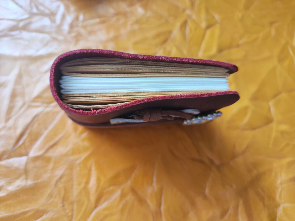 Burgundy Leather Journal with Embossed Cover