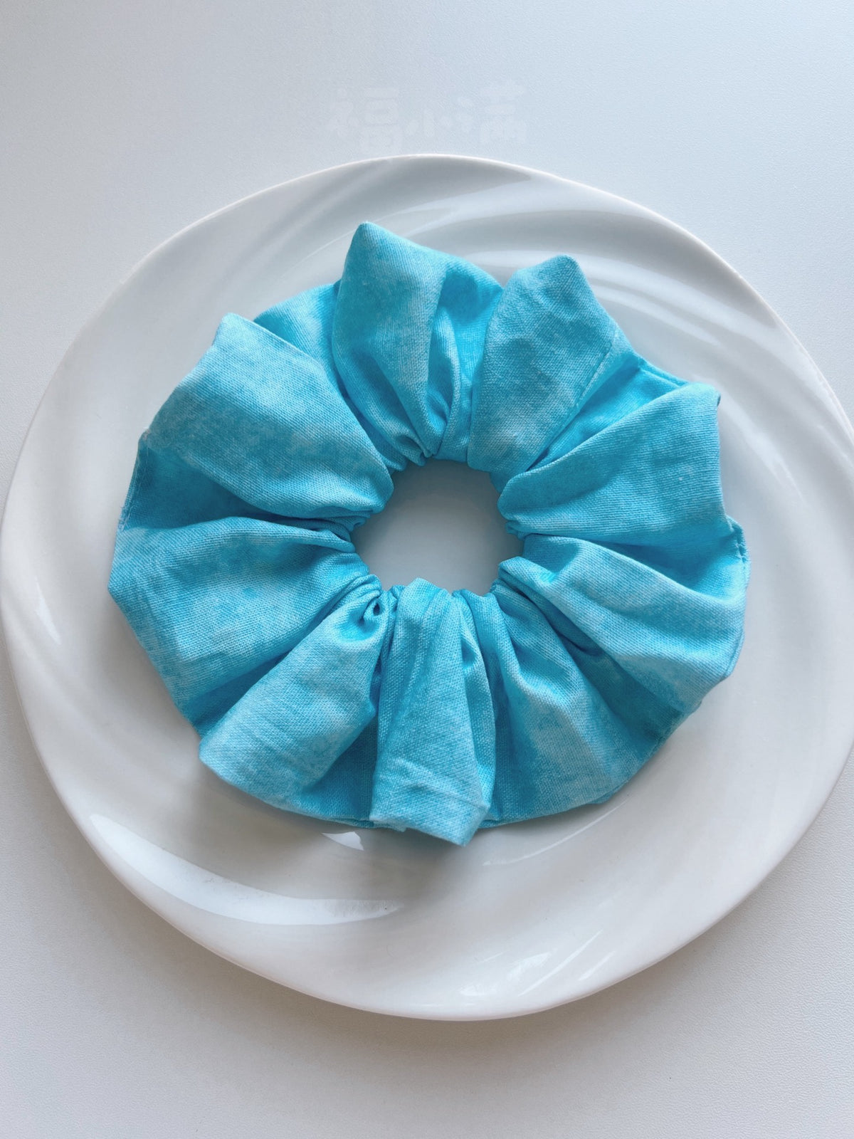 Peacock Blue Tie Dye Hair Scrunchie