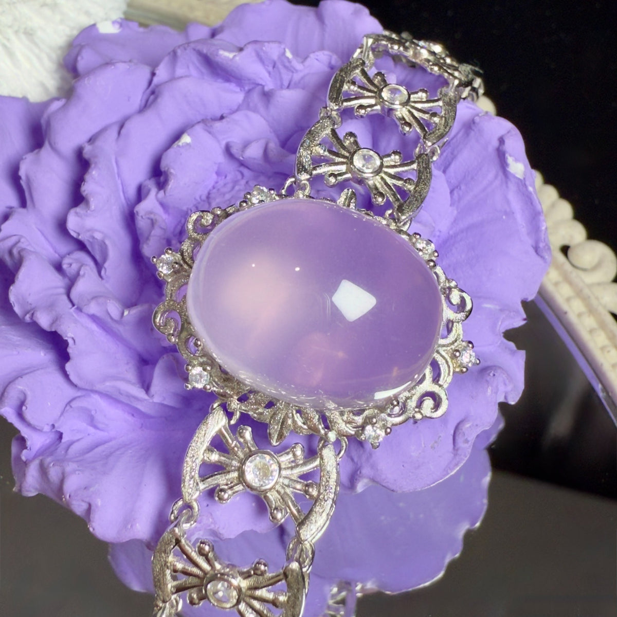 Star Rose Quartz Sterling Silver Bracelet