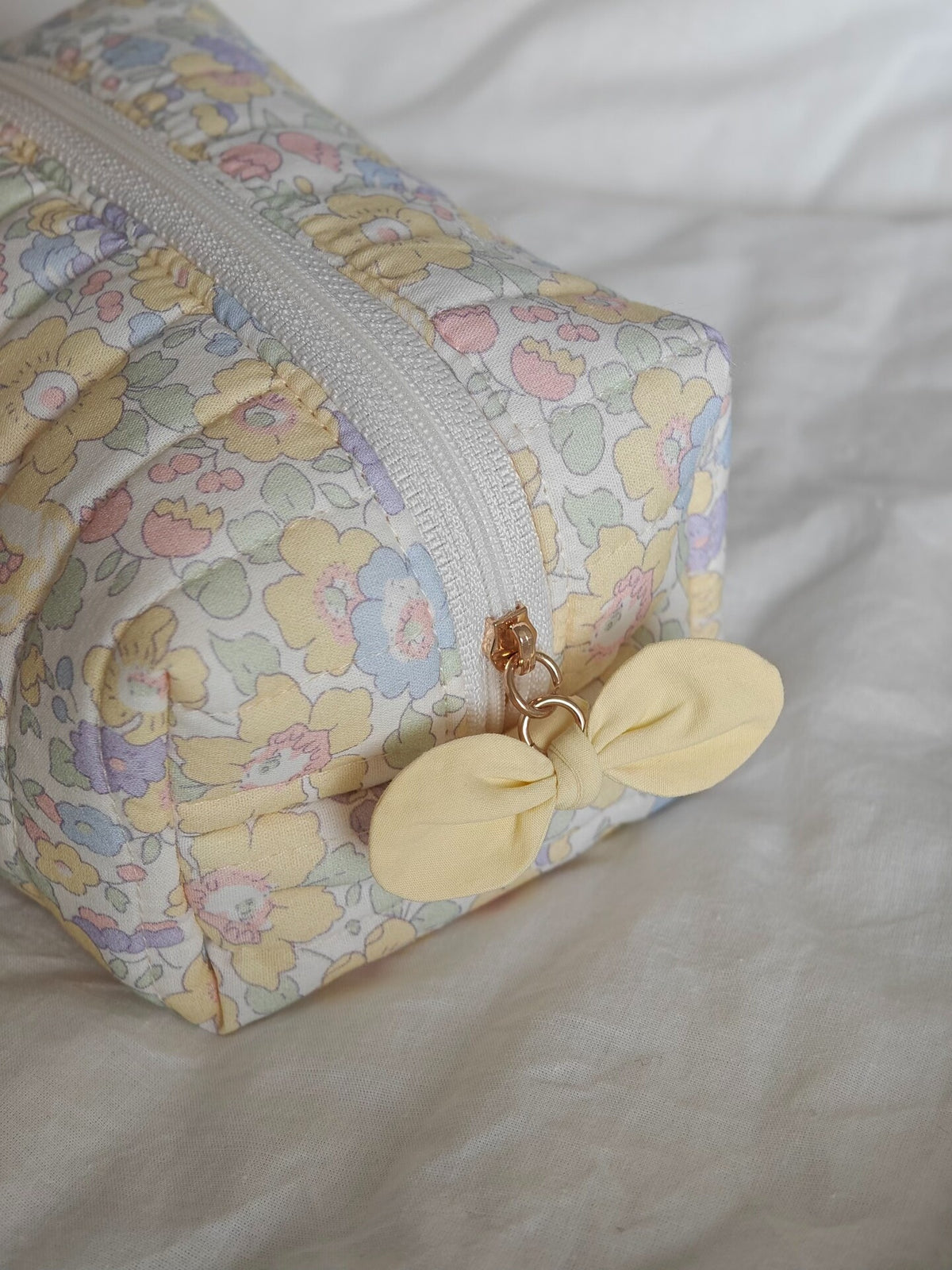 Pochette Cosmetici in Cotone Floreale Trapuntata