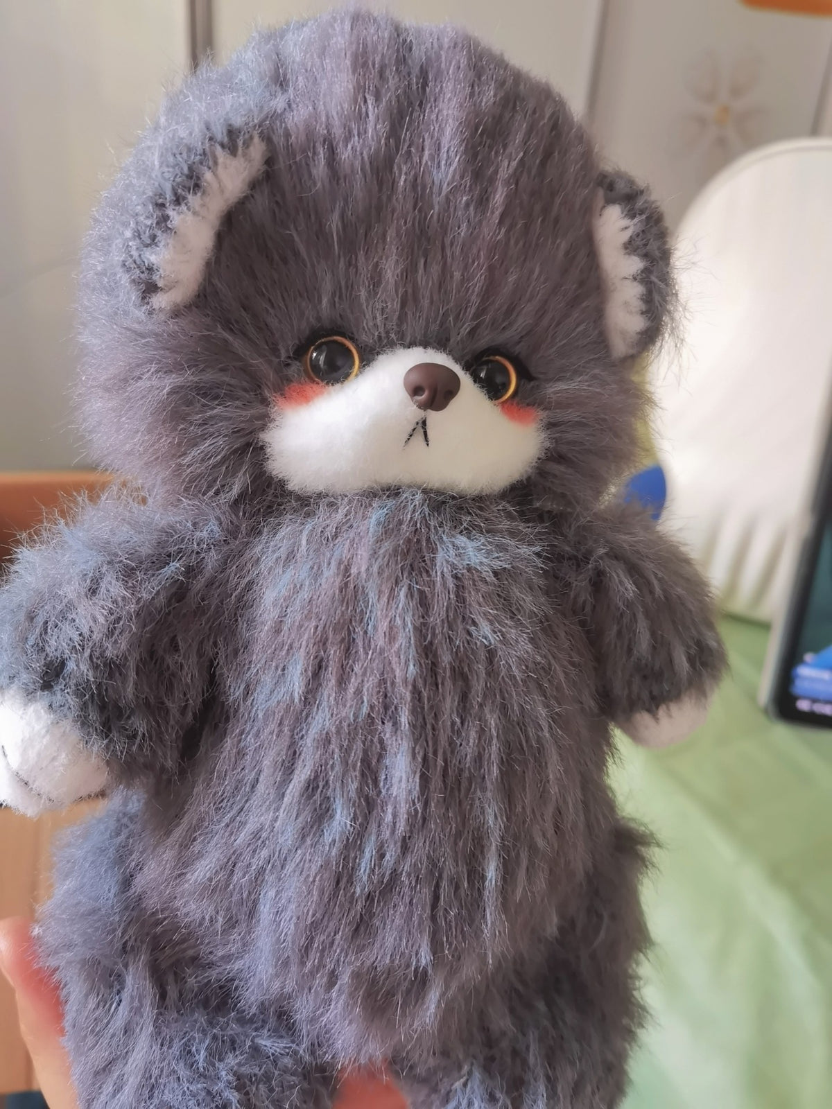 Ours peluche gris bouclé