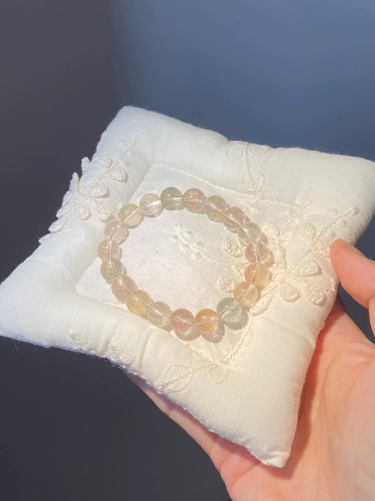 9mm Rabbit Hair Crystal Bead Bracelet