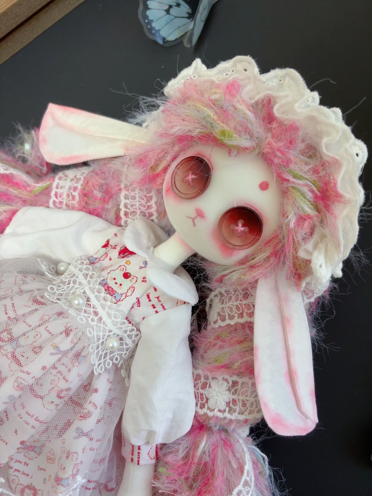 Handmade Cloth Doll with Button Eyes