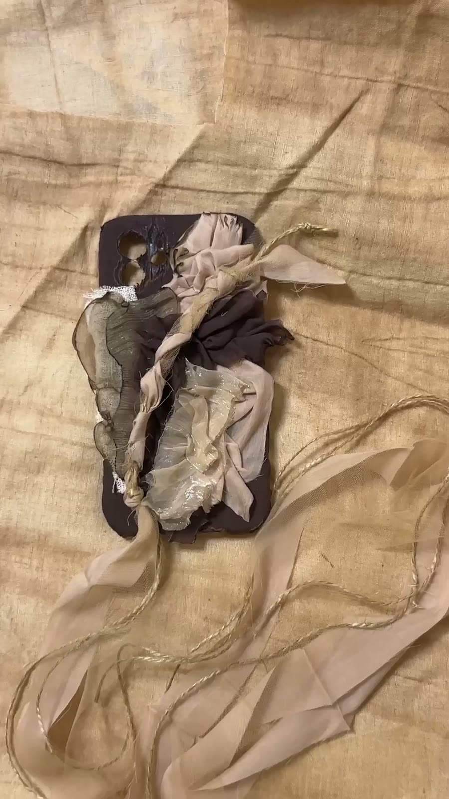 Fabric Phone Case with Withered Rose Ribbons