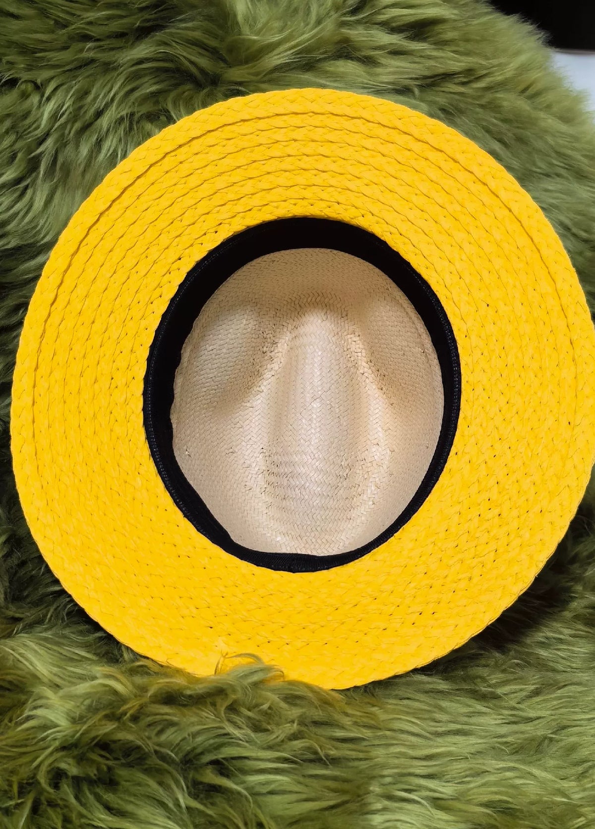 Cappello Fedora Intrecciato con Tesa Gialla