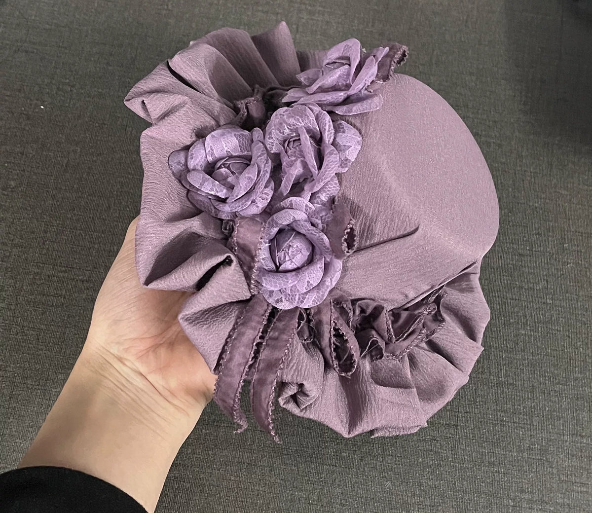 Purple Crinkled Fabric Mini Top Hat