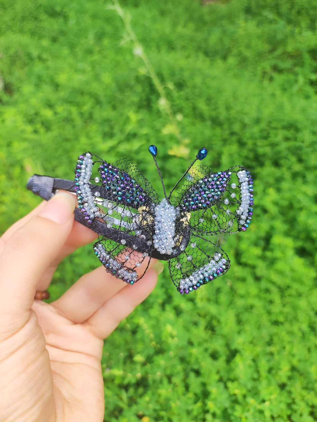 Handcrafted Beaded Butterfly BB Clip