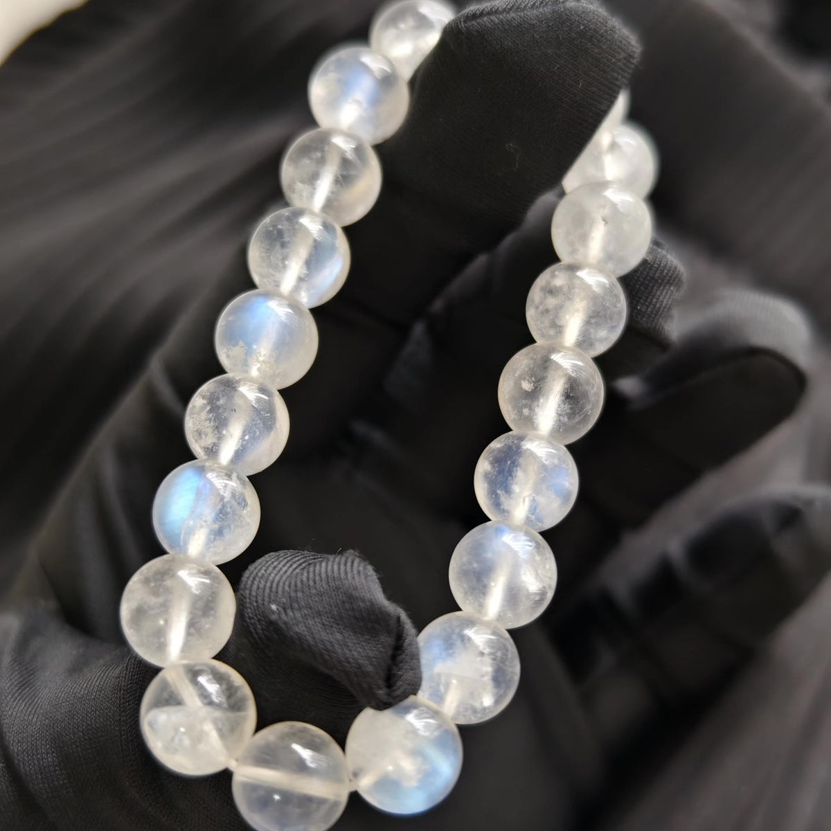 Blue Moonstone Beaded Bracelet 9.8mm