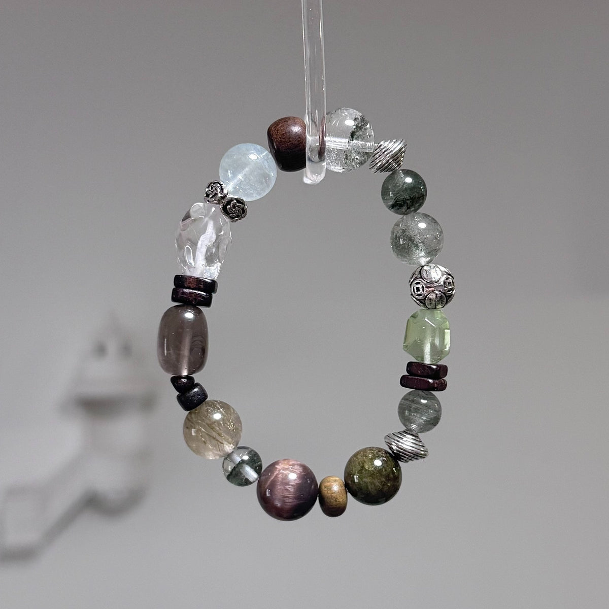 Green Phantom Quartz Crystal Beaded Bracelet