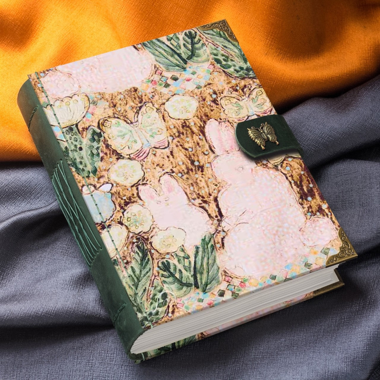 Japanese KOKKA Mizacosha Fabric Notebook – 400 Pages of 120gsm Blank Paper
