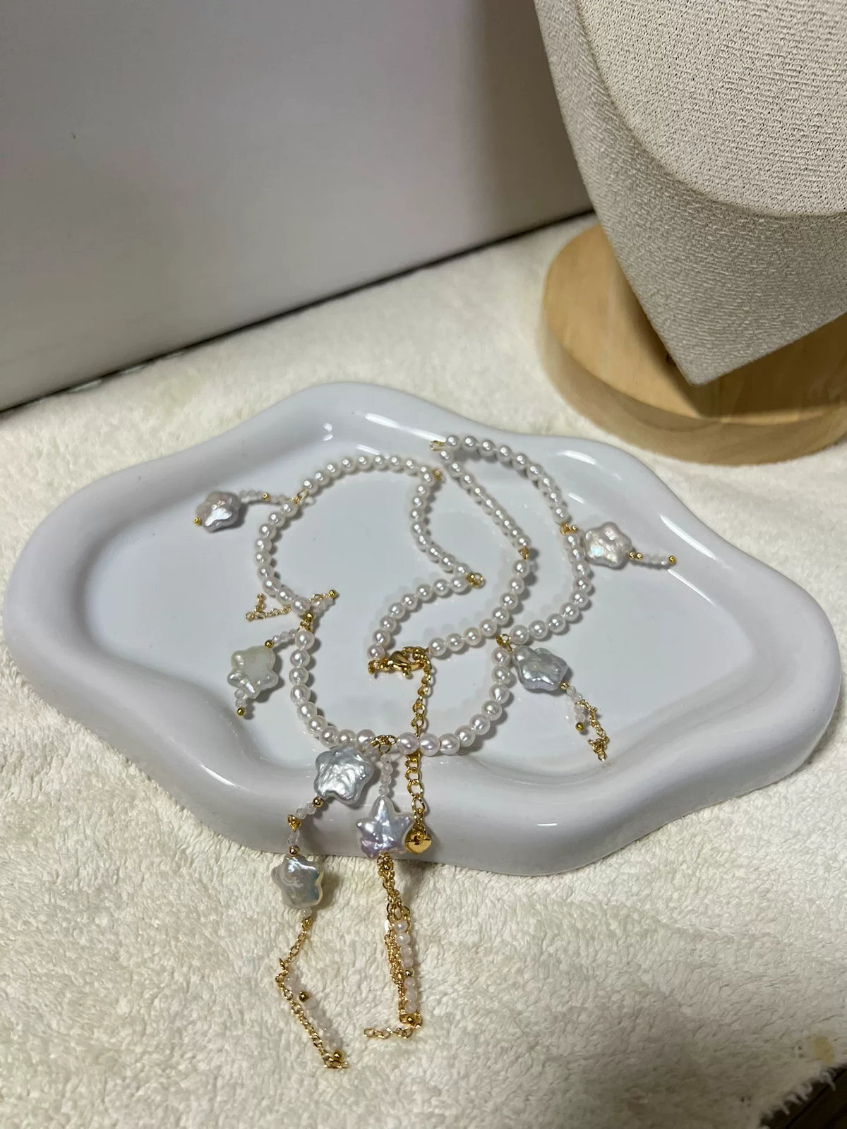 Freshwater Pearl Star Charm Necklace