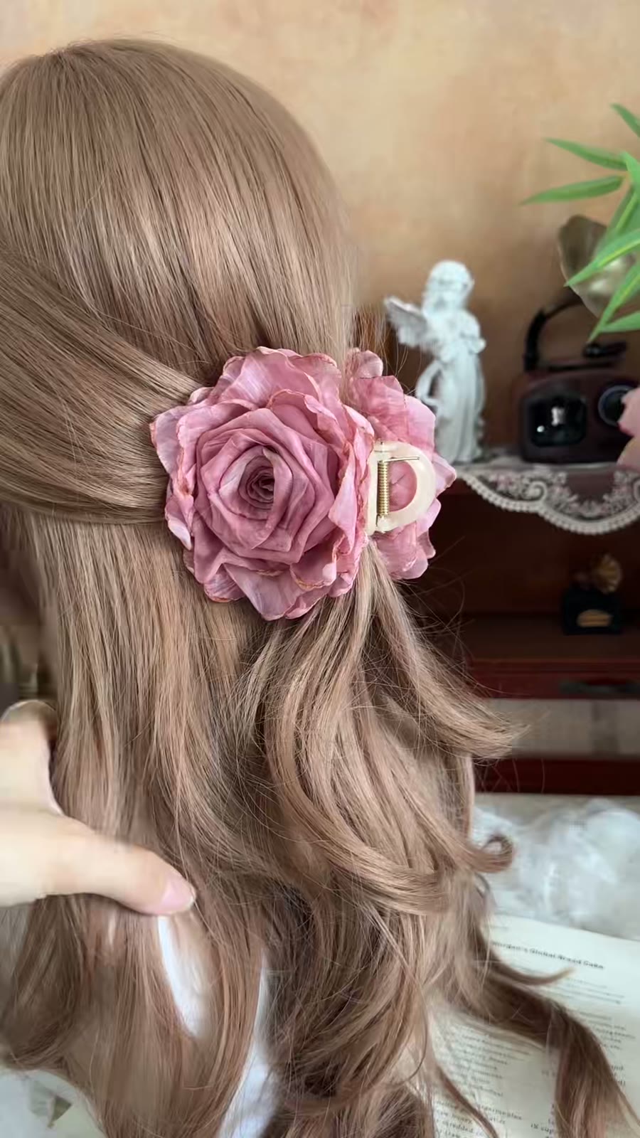 Handcrafted Fabric Rose Hair Claw Clip