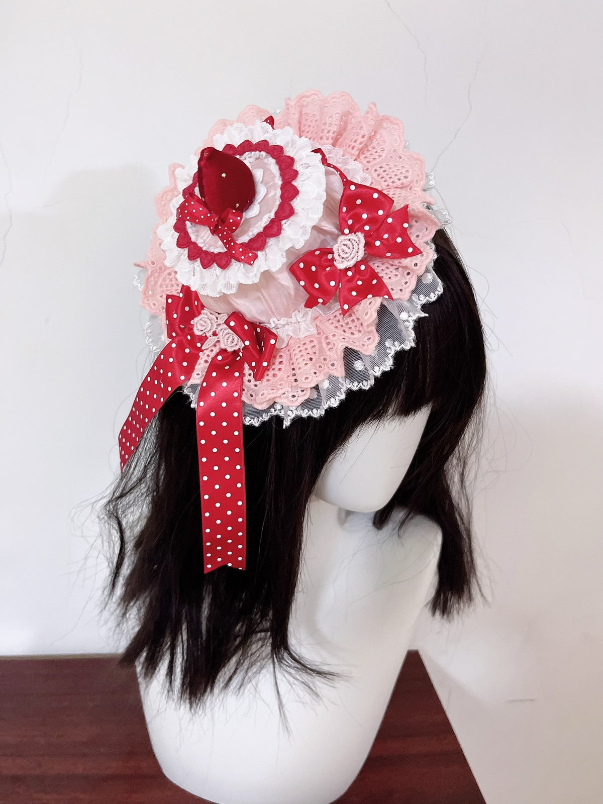 Pink Strawberry Lolita Mini Fascinator Hat