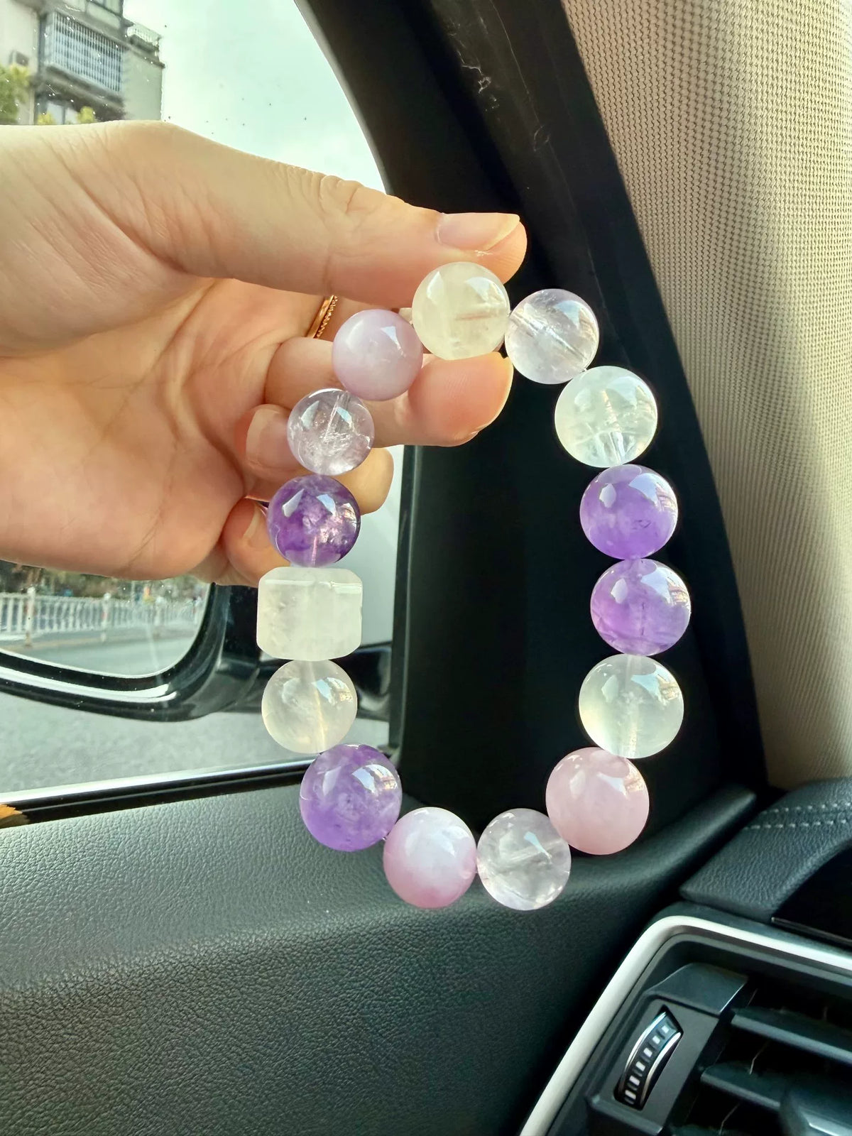 Bracciale con perle di ametista e kunzite