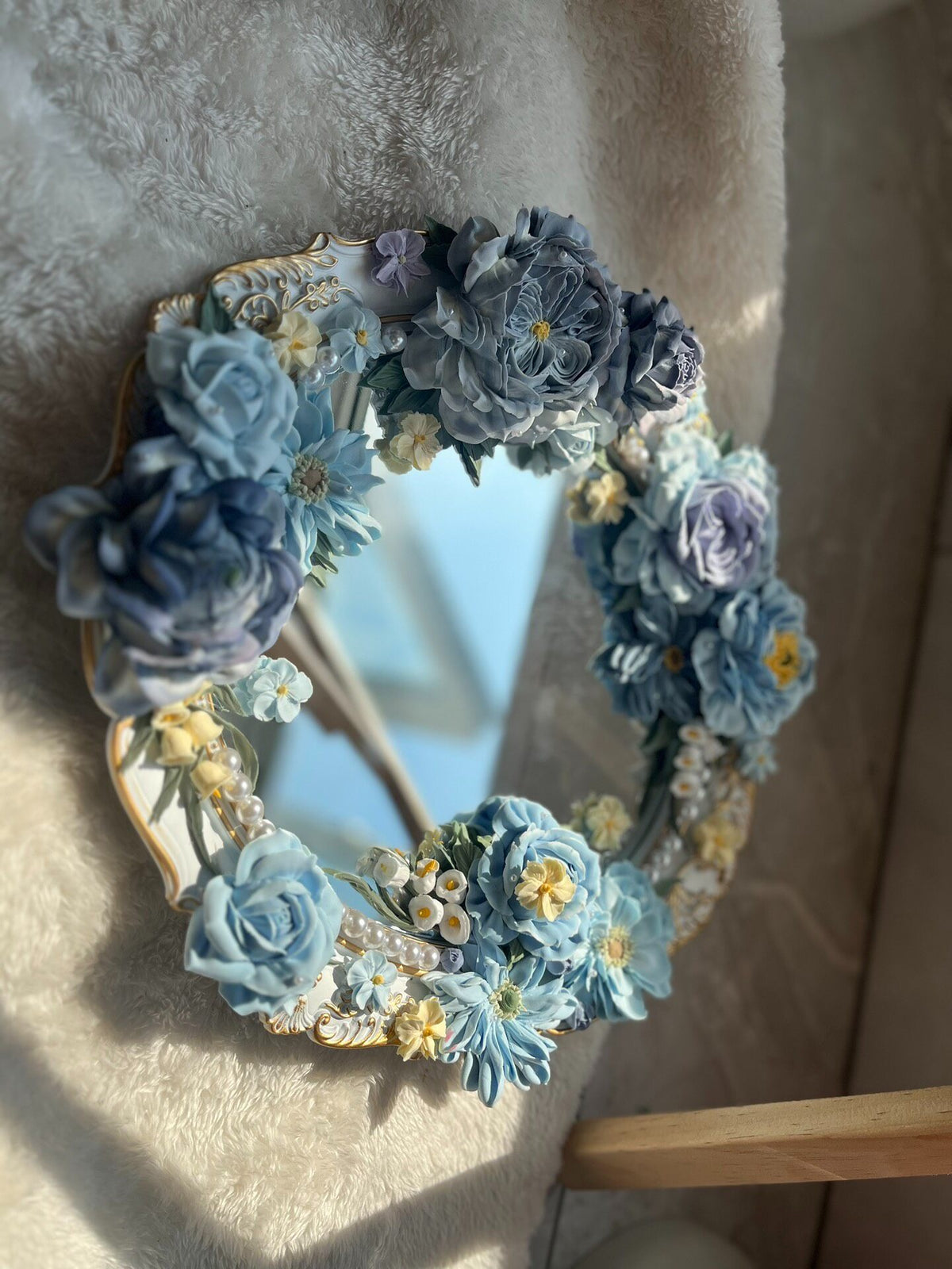 Clay Flower Vintage Mirror