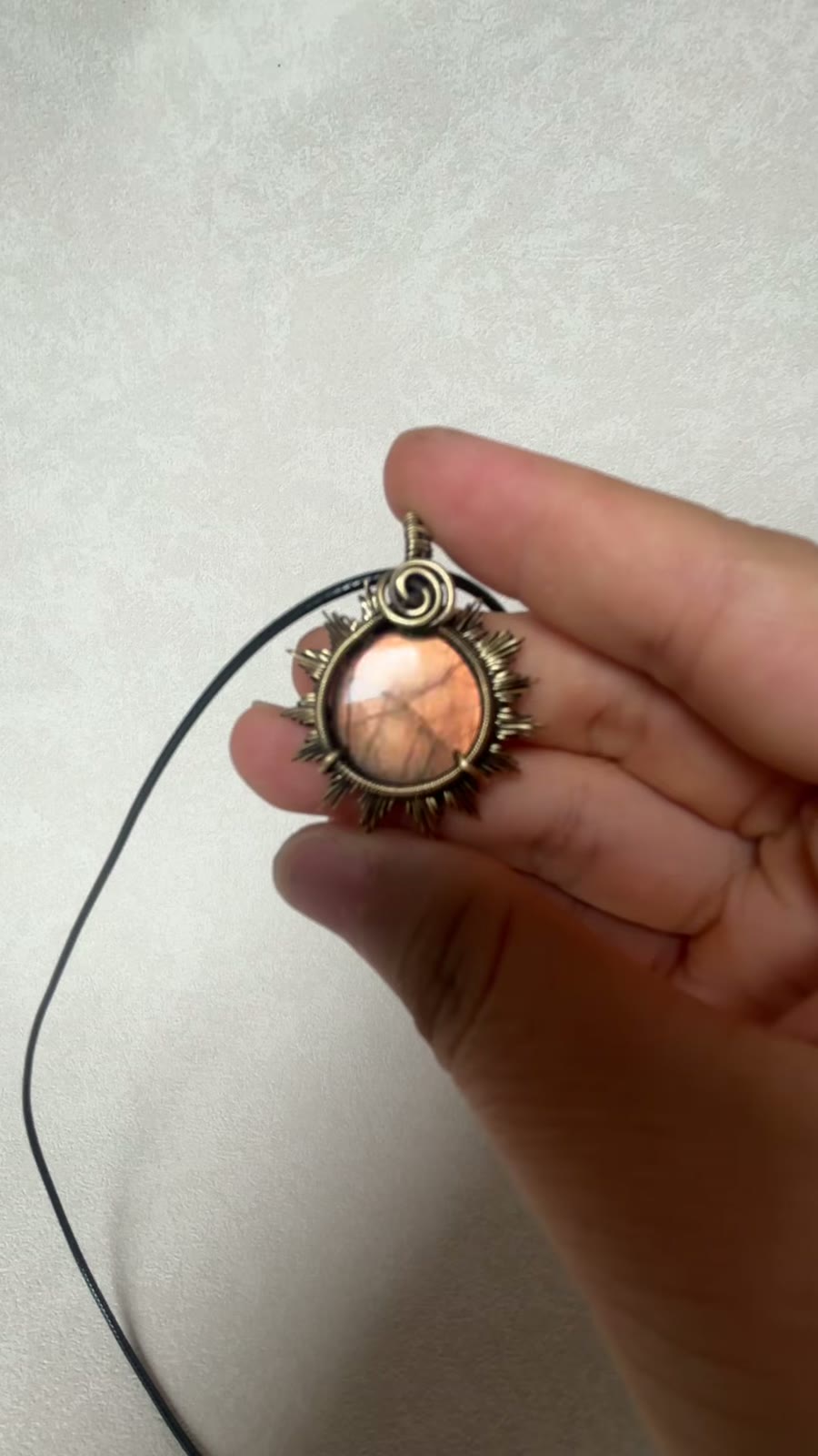 Labradorite Wire Wrapped Sun Pendant Necklace