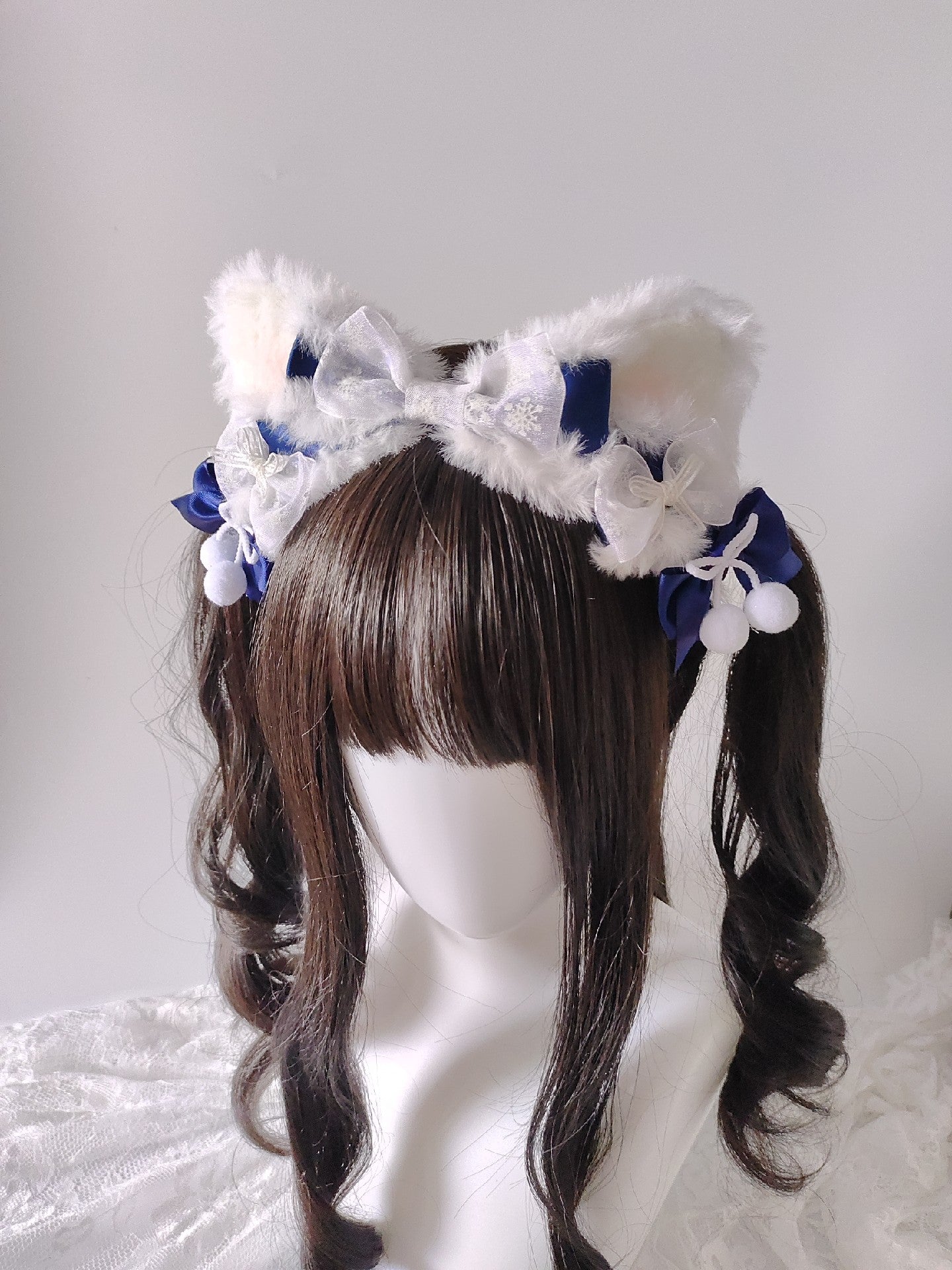 Plush Snowflake Cat Ear Headband Lolita Hair Accessory