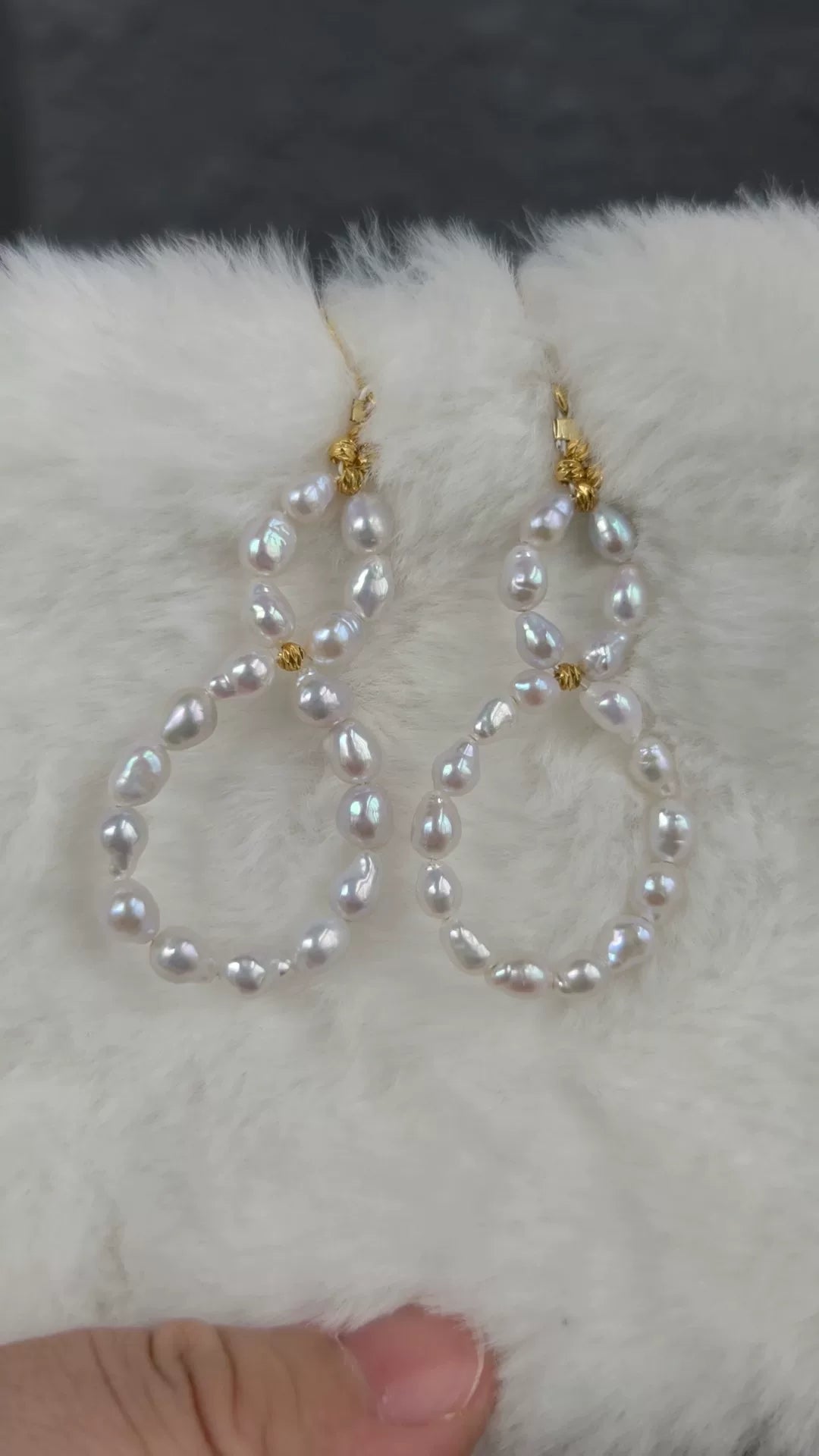 Baroque Freshwater Pearl Infinity Earrings 925 Silver