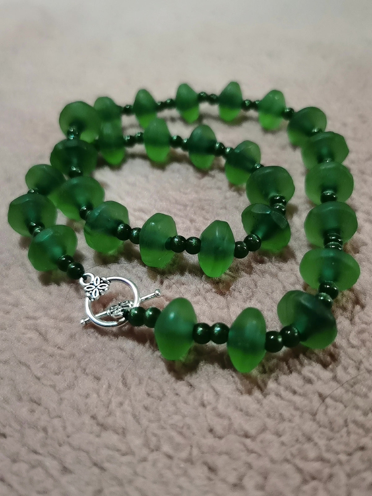 Vaseline Glass Bulb Bead Necklace