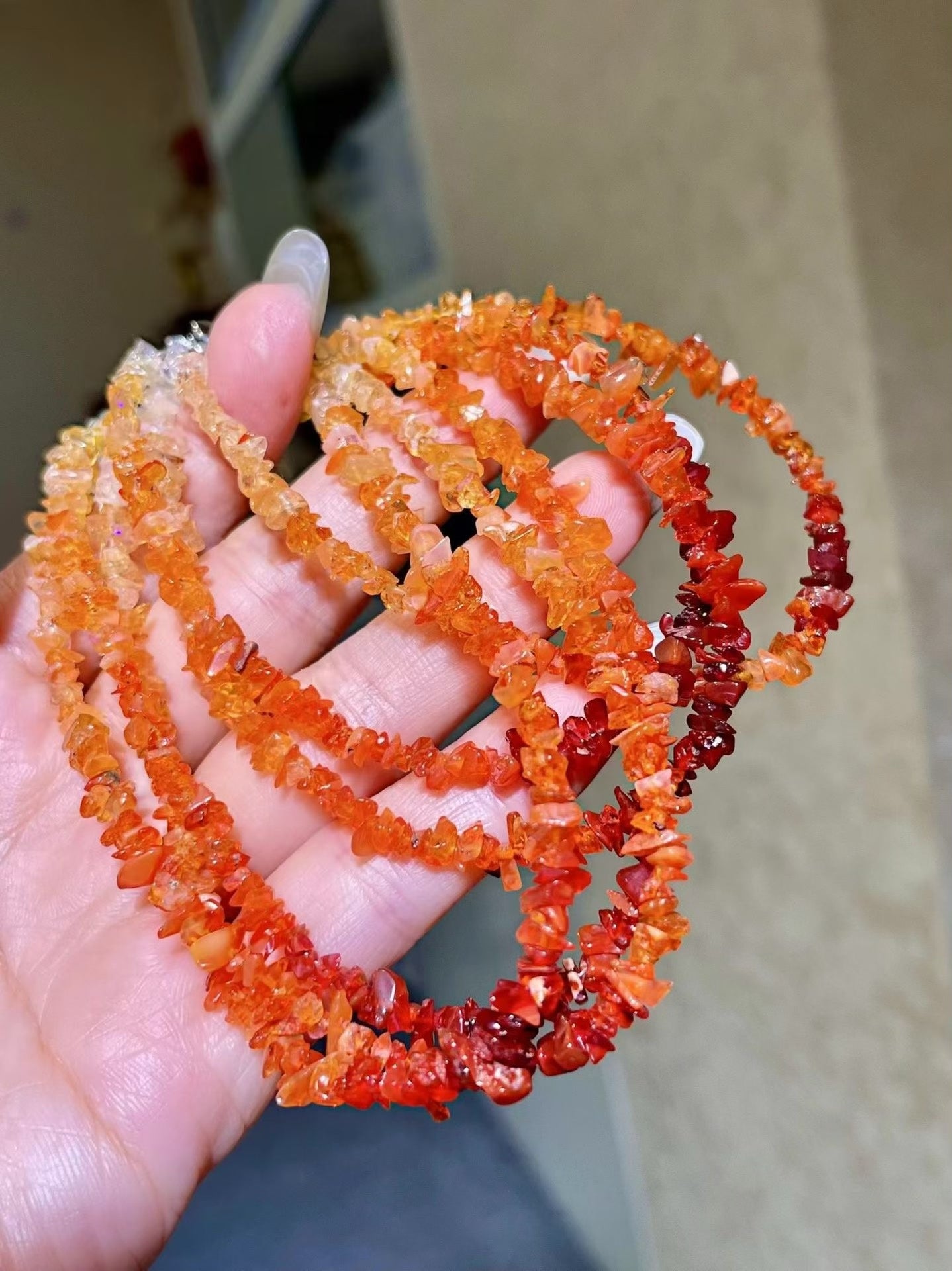 Multi-Strand Opal Chip Necklace with Gradient Color, 43cm