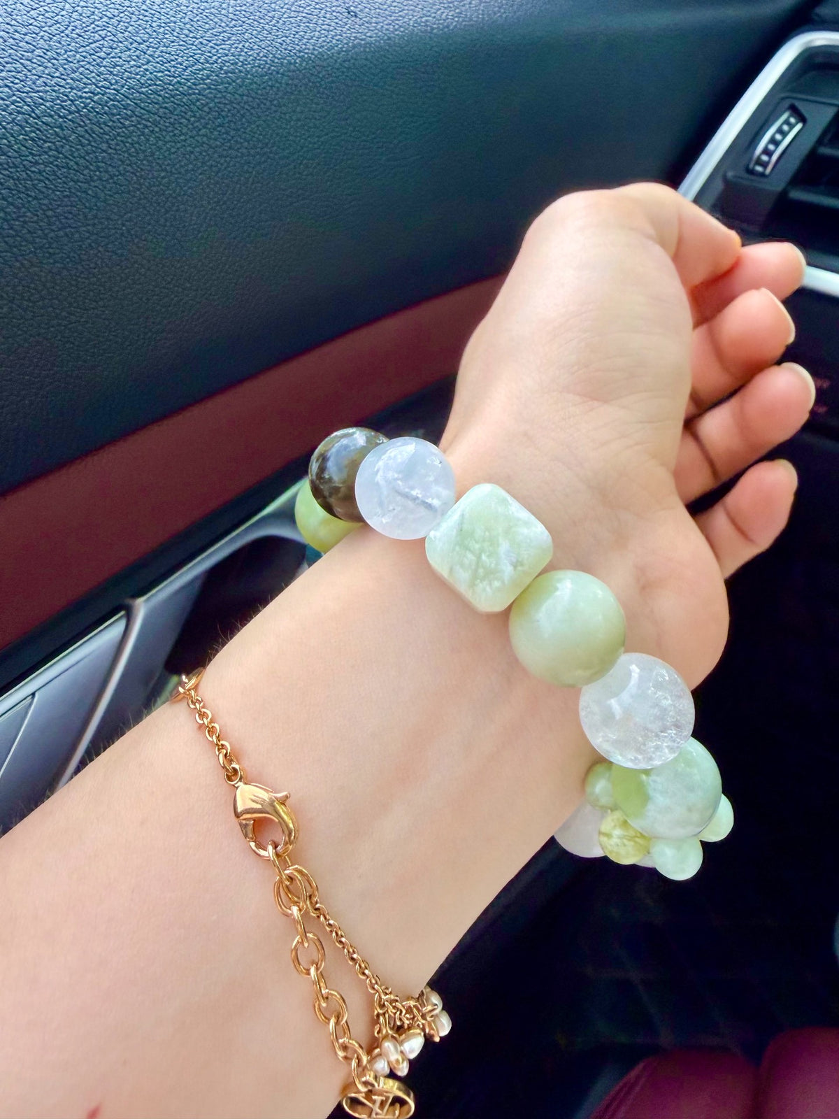 Naturstein-Perlenarmband Grün Mix