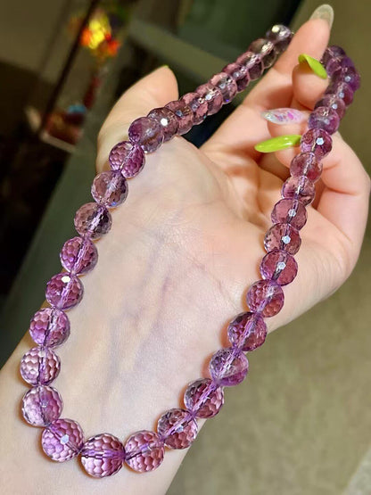 Amethyst Faceted Bead Necklace 10mm 40cm