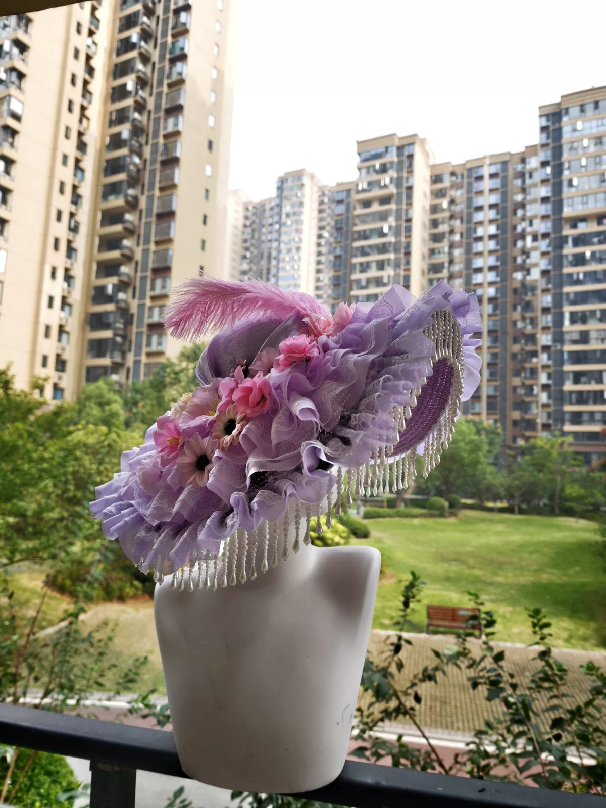Purple Pink Stacked Flower Lolita Hat
