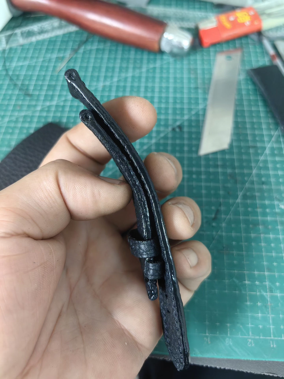 Handmade Leather Watch Strap 22mm Black