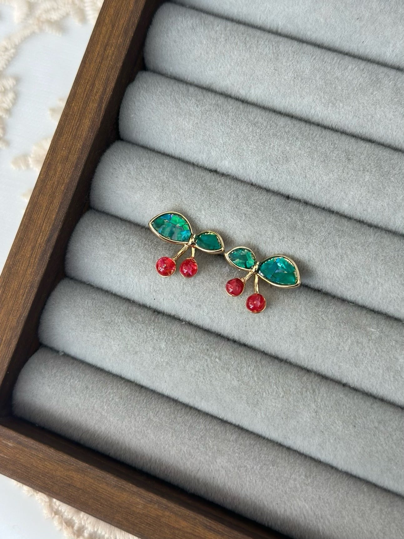 Cherry Intangible Cultural Heritage Shell Inlay Earrings