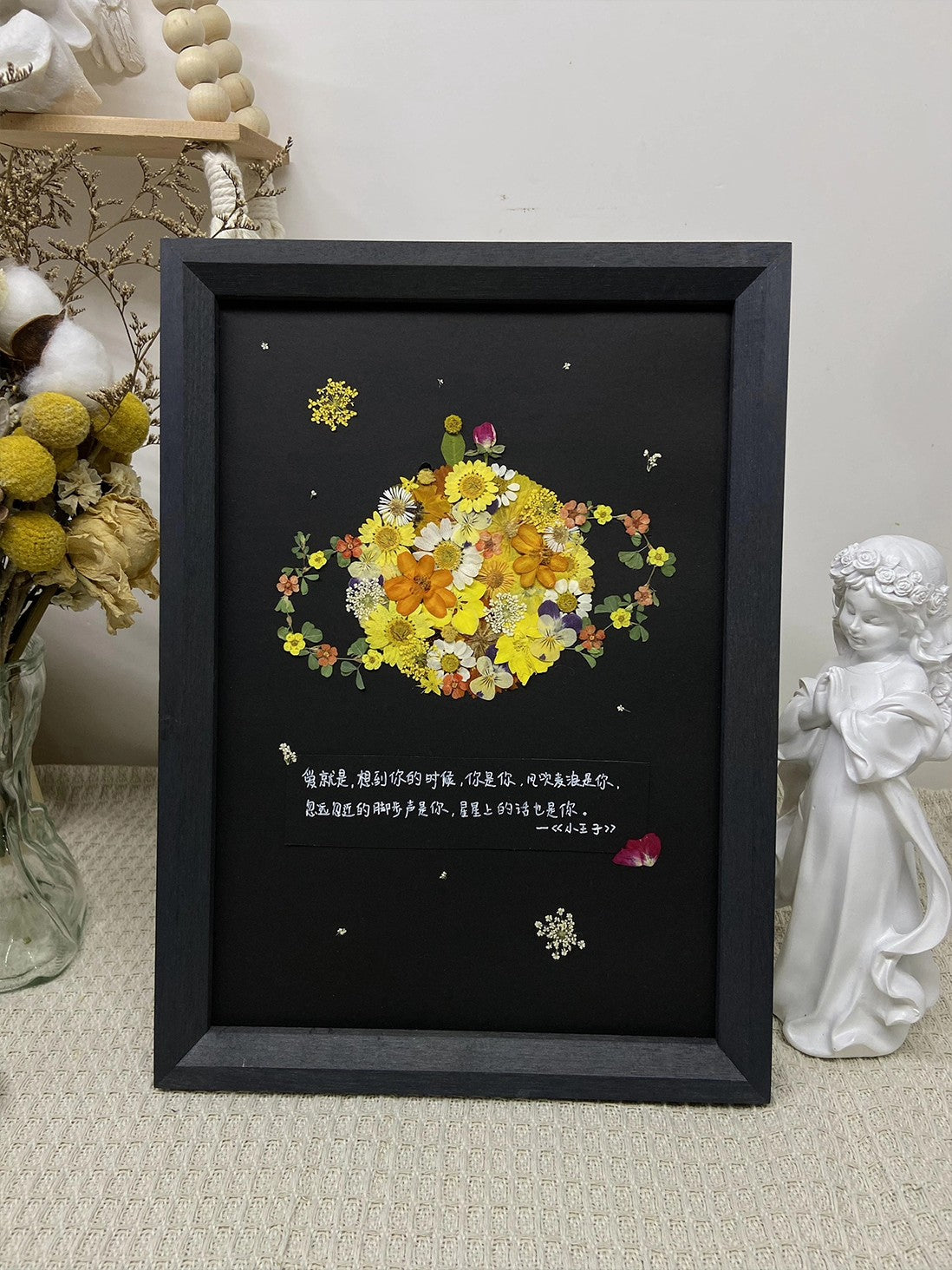 Pressed Flower Planet Framed Art
