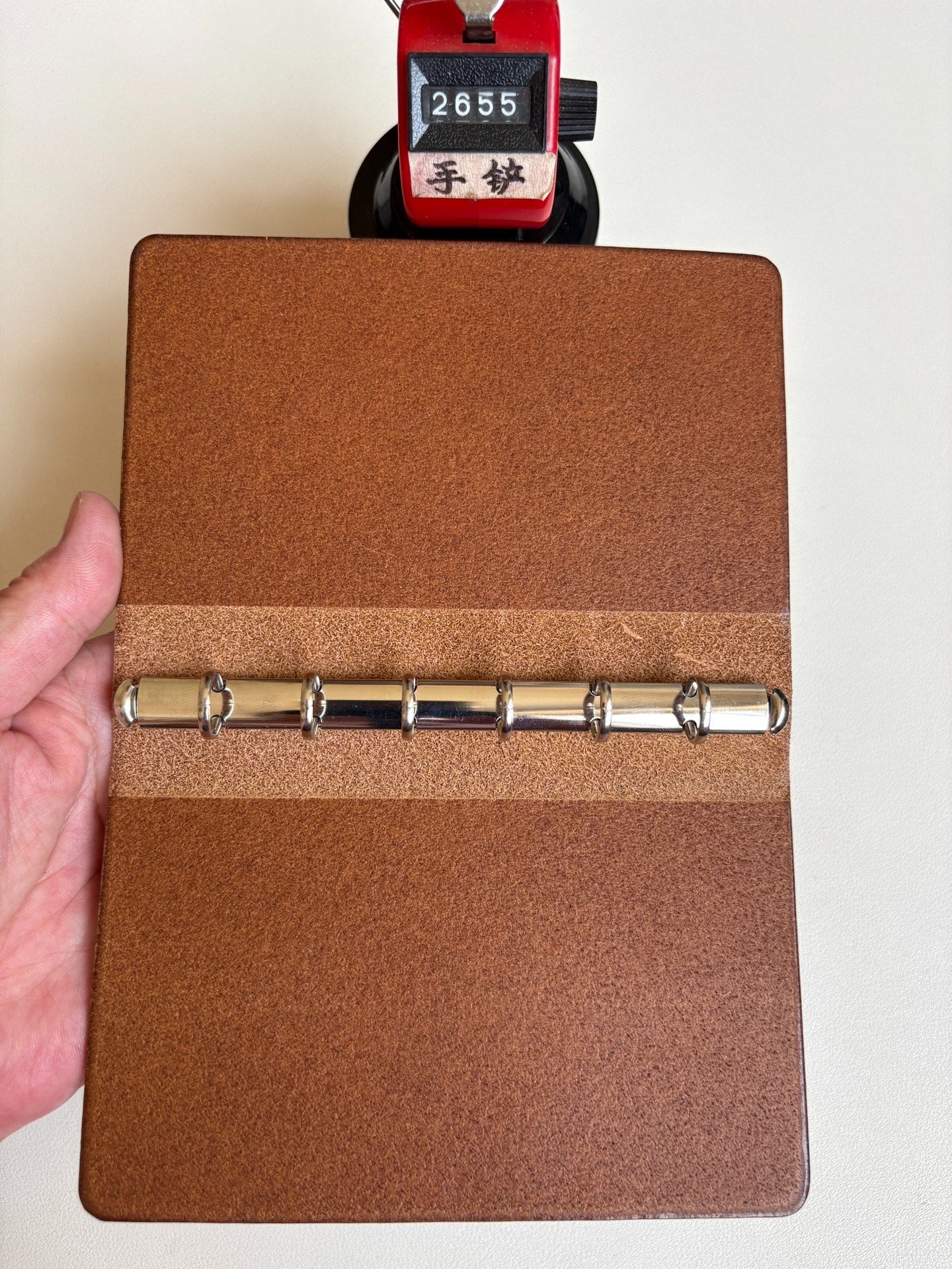 A7 Buttero Leather Ring-Bound Notebook Cover with Steel Back Plate